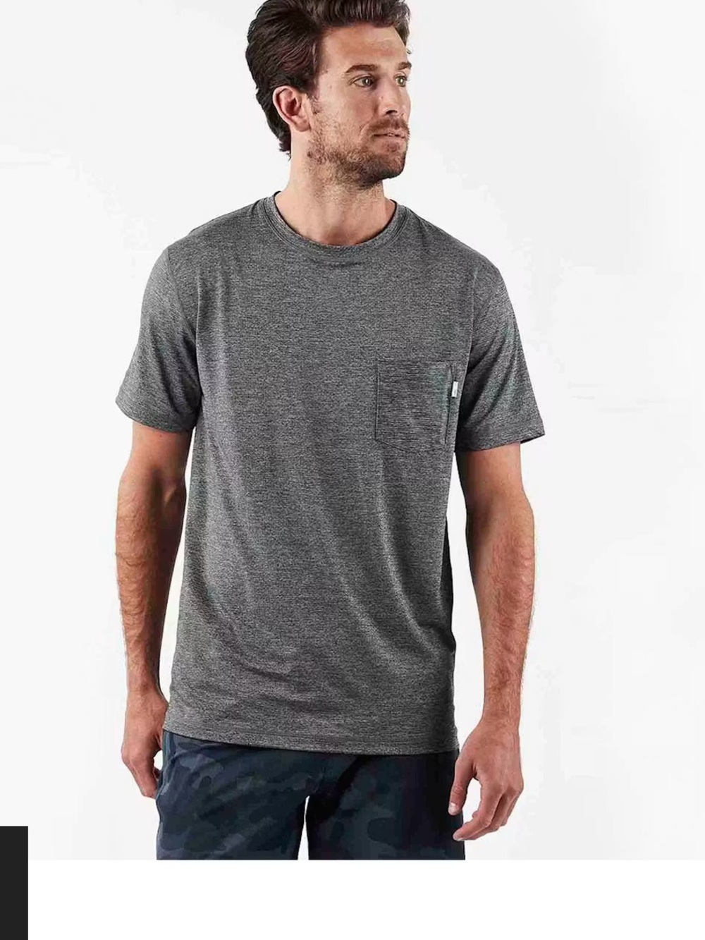 Men's Heather Gray Vuori tradewind performance Pocket Tee size small